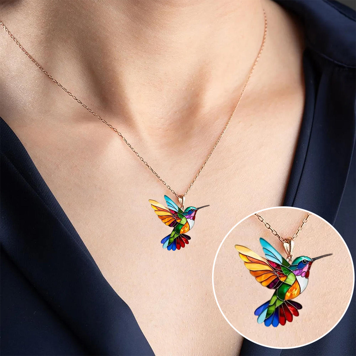 Colorful Hummingbird Necklace