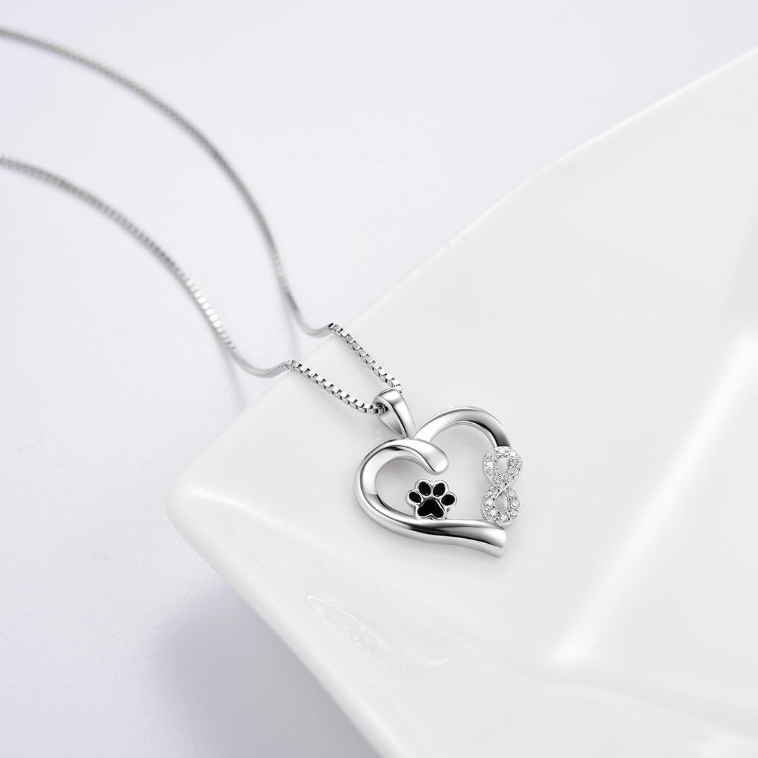 Paw and Heart Necklace with Infinity Charm