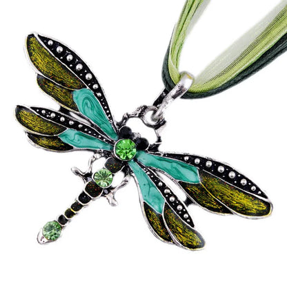 Crystal Dragonfly Pendant Necklace