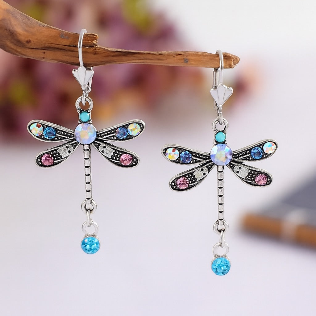 Elegant Carved Dragonfly Earrings