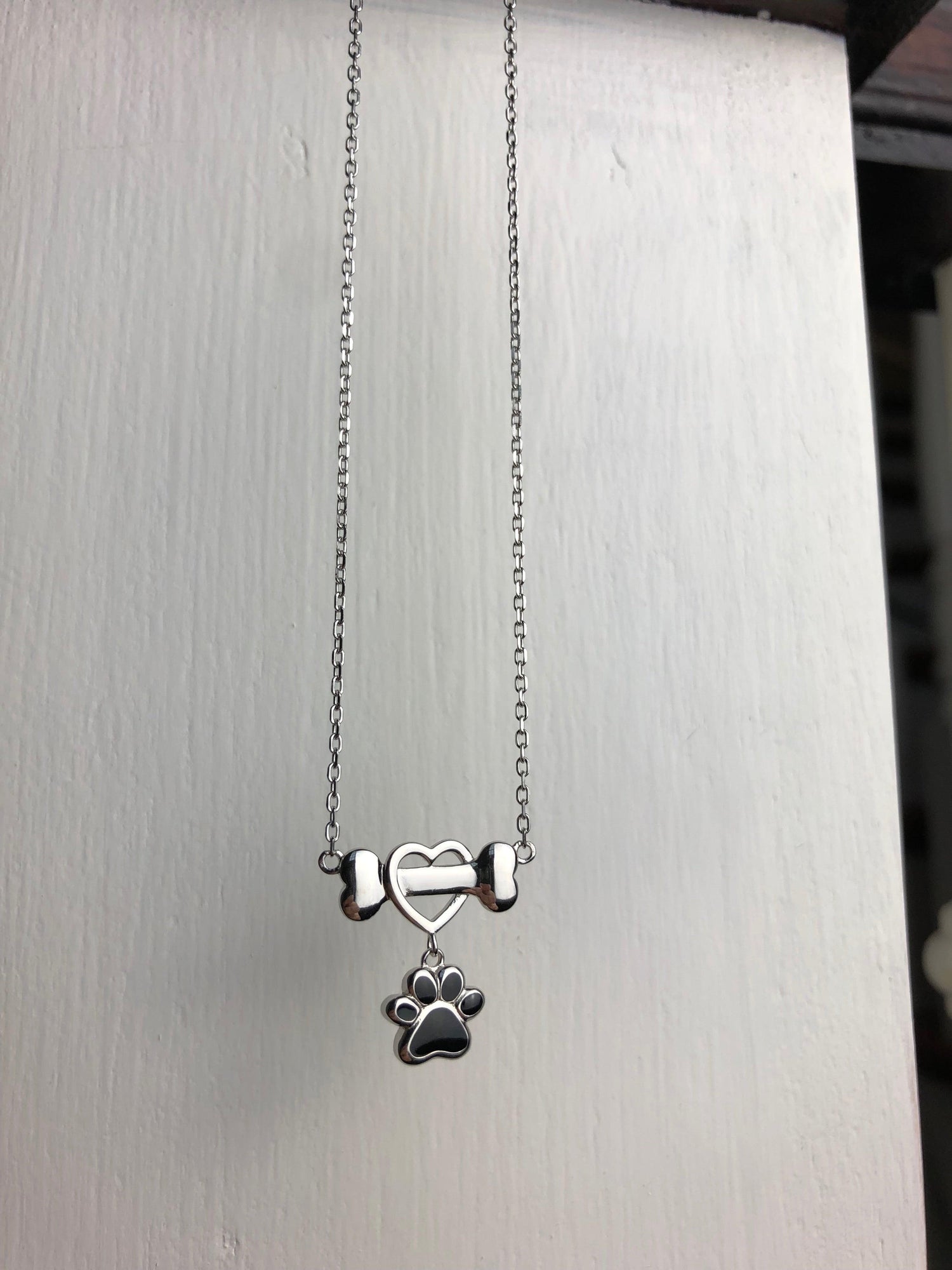 Dainty Dog Paw Necklace in Stainless Steel