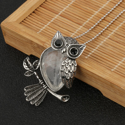 Crystal Owl Wisdom Pendant Necklace