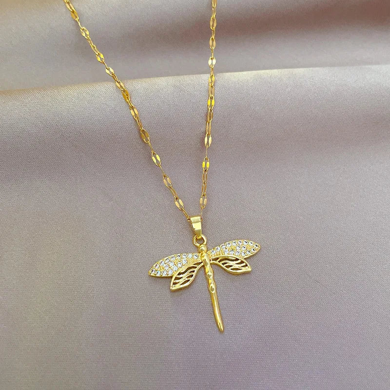 Crystal Dragonfly Necklace – Symbol of Transformation &amp; Beauty