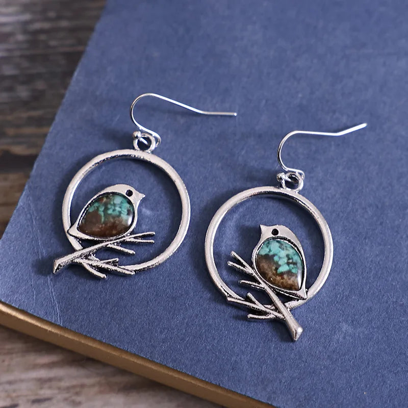 Vintage Bird on Branch Earrings – Symbol of Freedom &amp; Serenity
