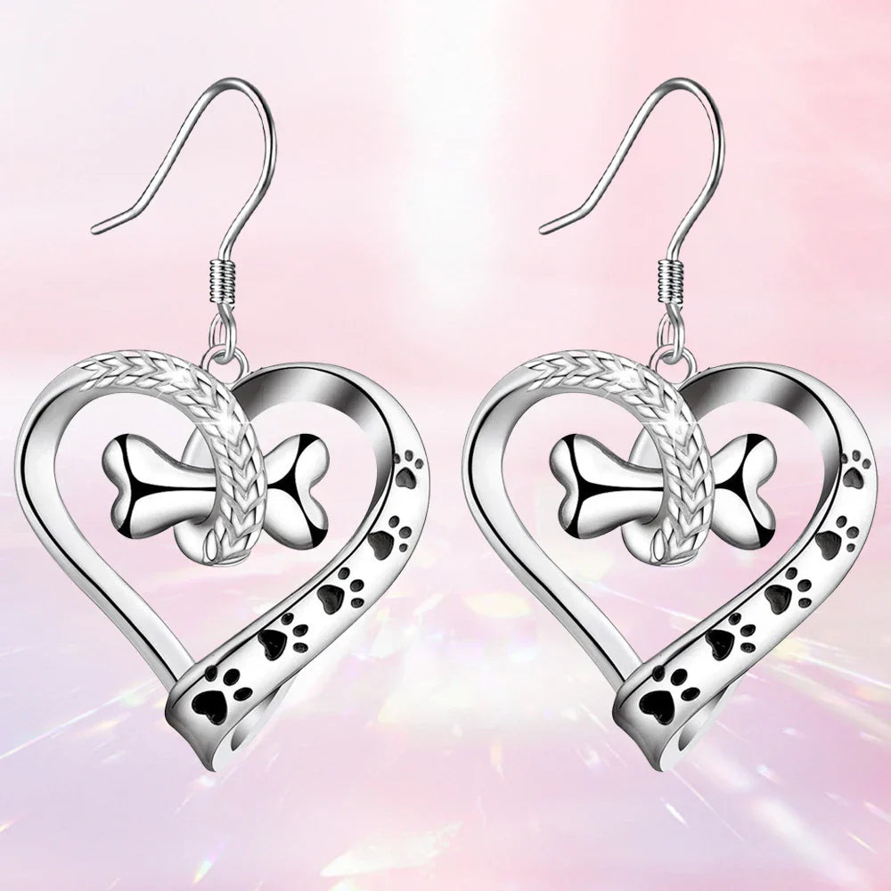 2-Piece Jewelry Set with Paw, Heart &amp; Bone Charms