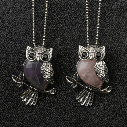 Crystal Owl Wisdom Pendant Necklace