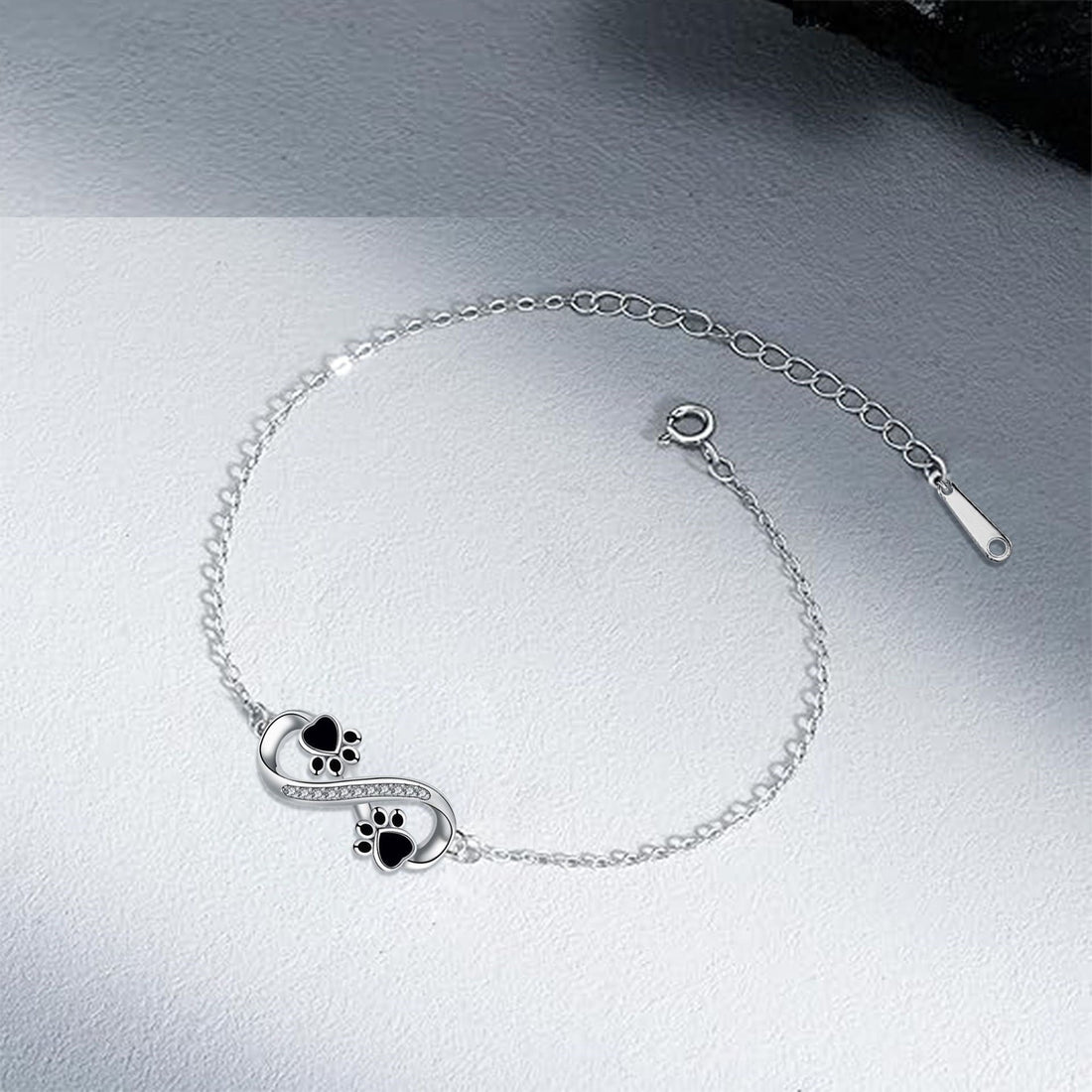 Infinite Symbol Pendant Pet Paw Bracelet with Zirconia