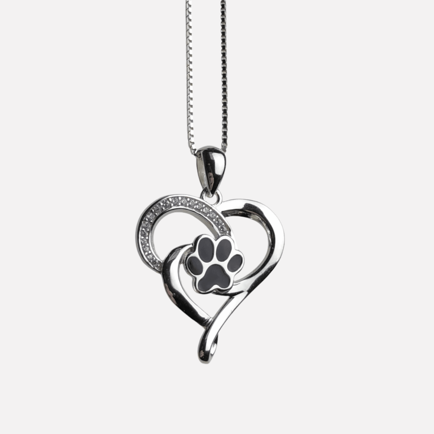 Stainless Steel Infinity Necklace with Heart &amp; Paw