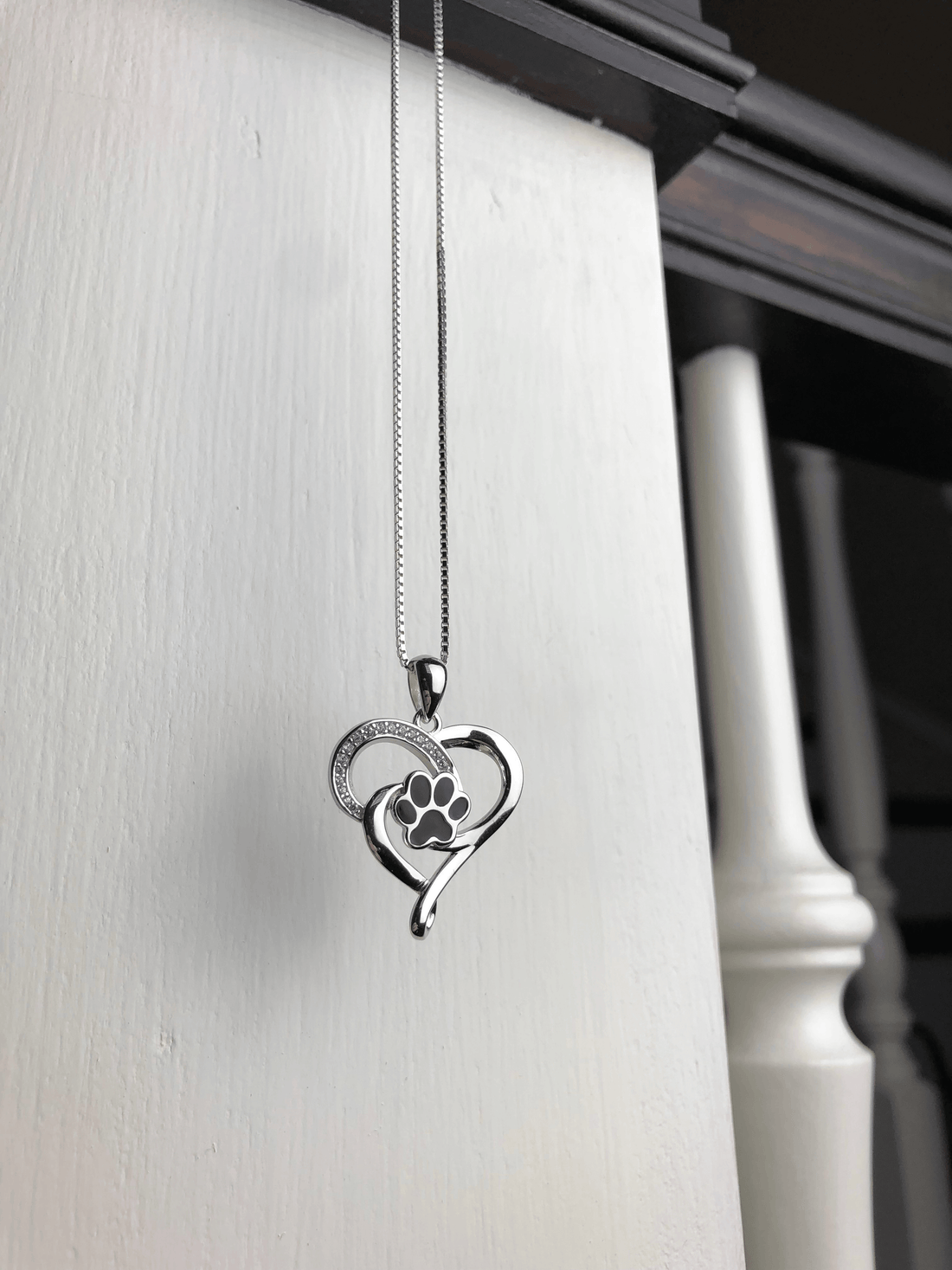 Stainless Steel Infinity Necklace with Heart &amp; Paw