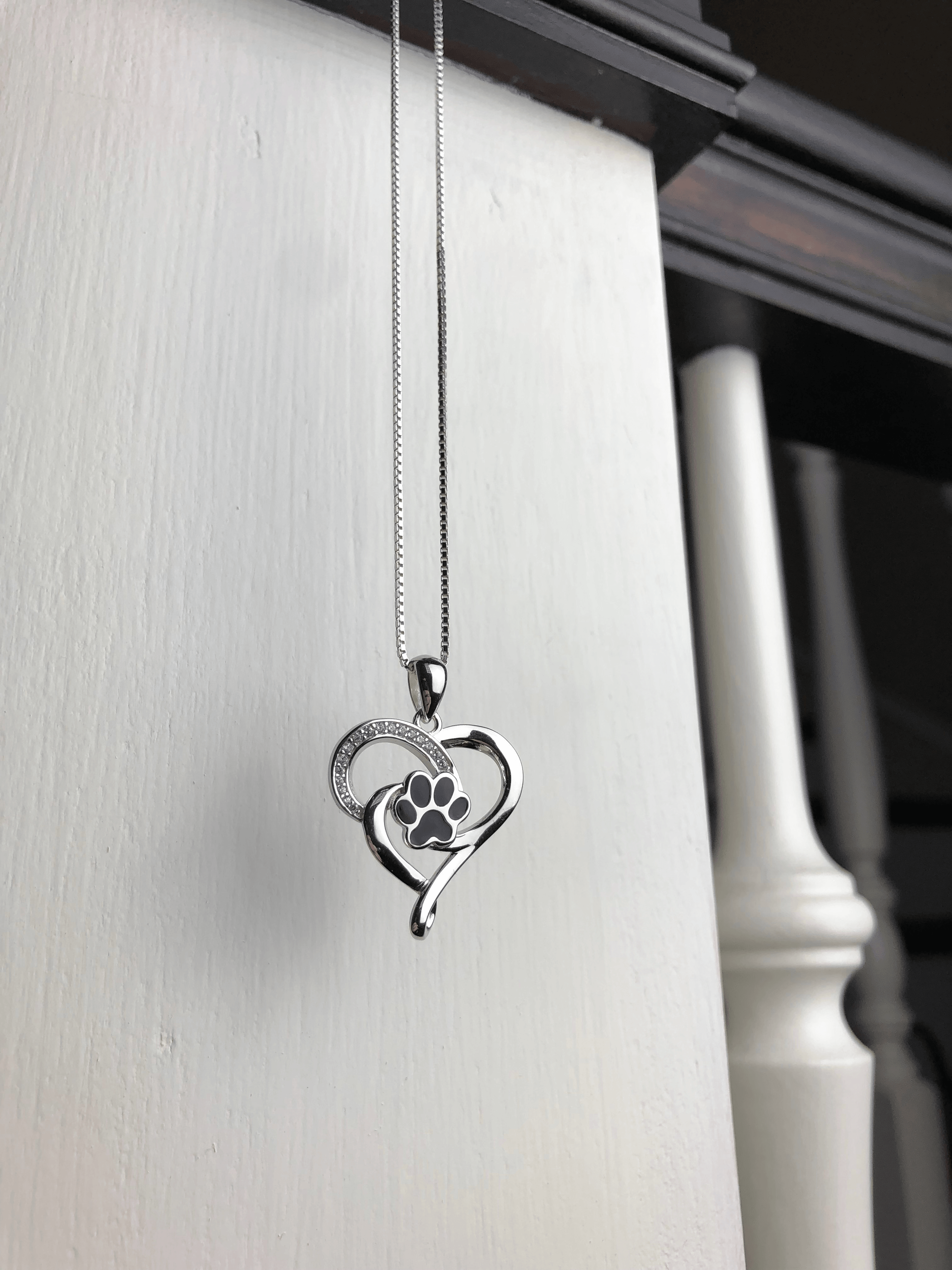 Stainless Steel Infinity Necklace with Heart &amp; Paw