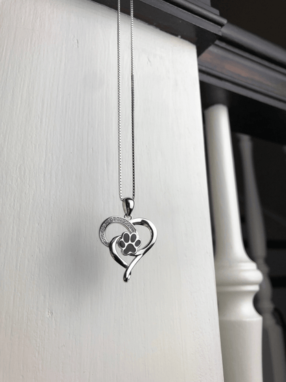 Stainless Steel Infinity Necklace with Heart &amp; Paw